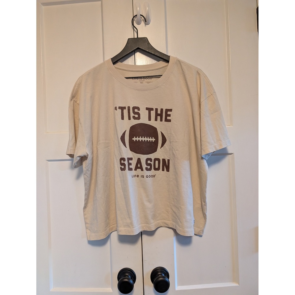 Life is Good Women's XL Crusher Tee Tis The Football Season Graphic T Shirt NWT